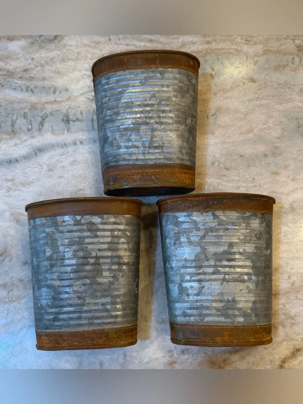 Farmhouse Galvanized Metal Vase Set